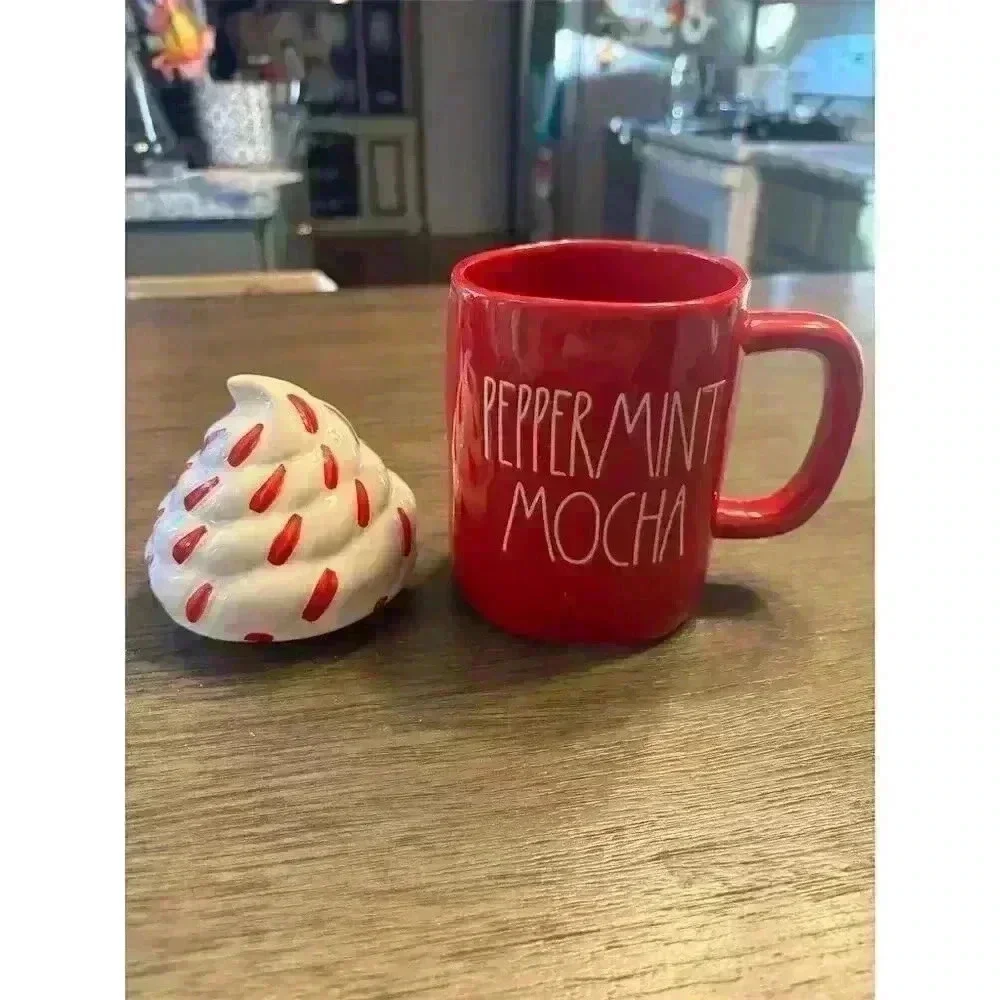 Rae Dunn Peppermint Mocha Mug w/ Whipped Cream Topper 20oz Christmas - Picture 2 of 5